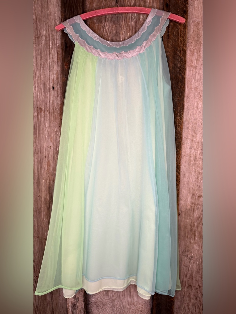 VTG 50/60s Saks Fifth Avenue Peignoir Pajama Set Pastel  Nylon Chiffon: Small - Picture 9 of 14